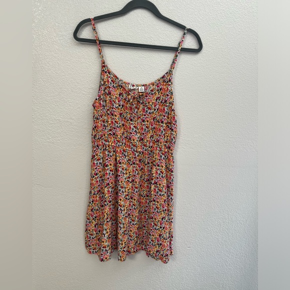 Roxy Everything Is Fine Dress Pastel Rose Floral Mini Dress Size Large - Picture 2 of 13